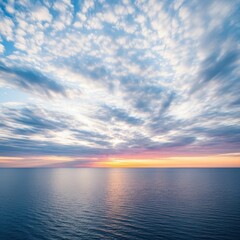 Obraz premium A breathtaking view of the endless horizon where the deep blue water meets the vast, cloud-filled sky, symbolizing unlimited potential, limitless, summer, dreaming