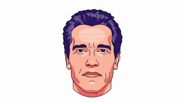 Pixelated portrait of a man with dark, styled hair and a stern expression