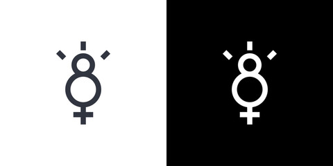 Womens Day icon concept with flat Black White Background. Vector illustration.