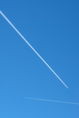 airplane contrails in the sky