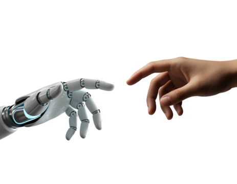 Human and robot hand touching, isolated on transparent background isolated on transparent background - Powered by Adobe
