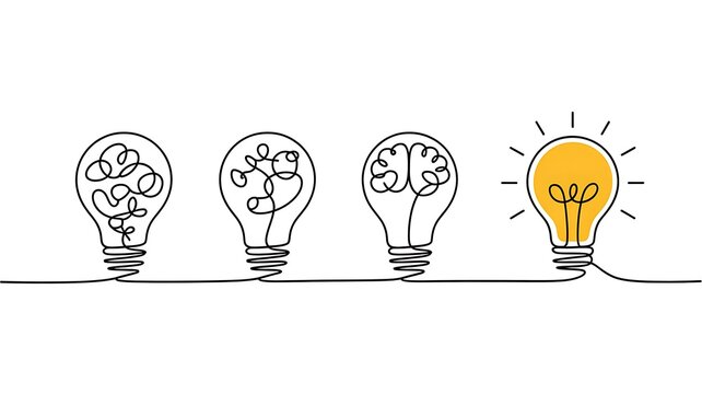 Idea Generation Process: From Confusion to Clarity & Innovation (Lightbulb Concept)