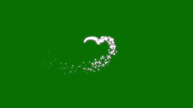 Happy valentine&rsquo;s day heart motion animation on green screen background glowing romantic glitter particles seamless 4k loop for greeting card wedding invitation celebration and chroma key use