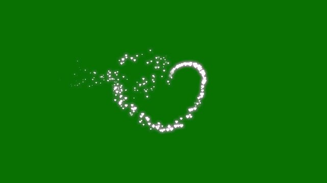 Luxury glitter heart motion effect animation on green screen background romantic love particles seamless 4k loop for valentine wedding greeting celebration and premium chroma key stock video