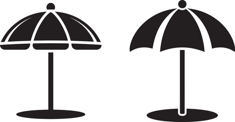 Obraz premium Beach umbrella silhouette for summer sun protection