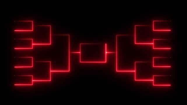 Animated blue neon bracket graphic on black background for sports tournament or competition visualization. 4K black background visuals