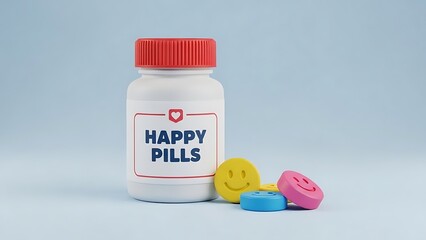 Bottle of Happy Pills with Tablets.