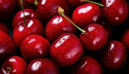 Fresh and Juicy Cherries - A Close-Up View.