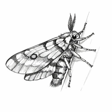 Brazilian Death'shead Hawkmoth, Acherontia atropos, vector illustration of the iconic moth with skull pattern on its thorax.
