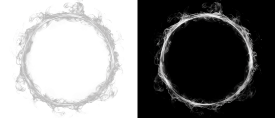 Abstract silver energy ring in light and dark mode, glowing smoke circle frame or magic portal for futuristic technology and minimalist design