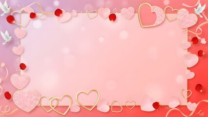 Valentine's day background with hearts and red accents for love and romance
