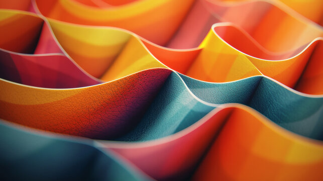 Vibrant Abstract Waves in Bold Colors with Smooth Textures