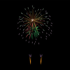 Fireworks Vector with black background.