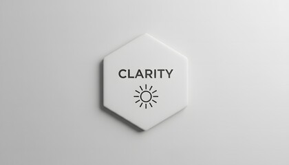 Clarity concept represented by a white hexagon tile with a sun icon on a clean background