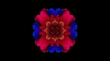 Vibrant Abstract Flower Design with Bold Colors on Black Background
