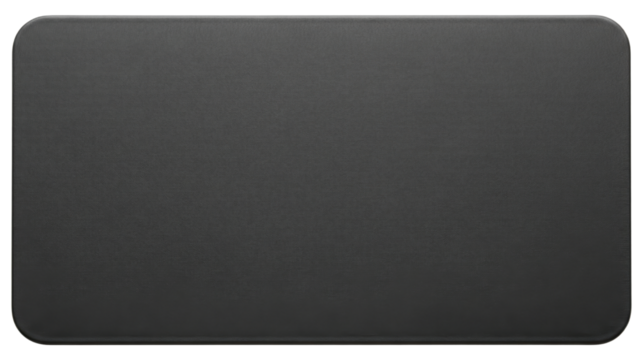 Plain black rectangular anti fatigue standing desk mat with round edge isolated with transparent background - Powered by Adobe
