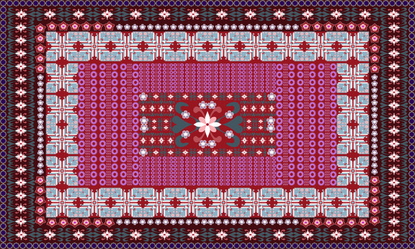Persian carpet design, embroidered floral pattern, traditional palestinian tatreez, arabian ornamental carpet, vector illustration