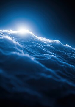 Textura digital et&eacute;rea con tonos azules profundos y un delicado brillo de luz blanca, ideal para portadas y dise&ntilde;os modernos, et&eacute;reo, espacial, dise&ntilde;o