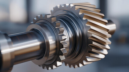 Fototapeta premium Mechanical power transmission is illustrated through interlocking metal gears, where precise alignment enables smooth motion transfer, torque distribution, and efficient machine operation.