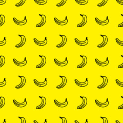 Tropical pattern with bananas seamless background. banana line vector