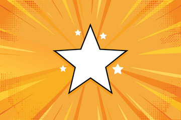 A vibrant comic book style background with a prominent white star