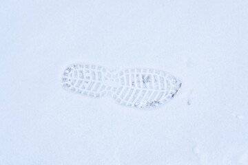 single footprint in snow as background