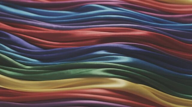 Chromatic Textile: A vibrant tapestry of flowing fabric in a spectrum of colors creates a mesmerizing display of texture and hues.