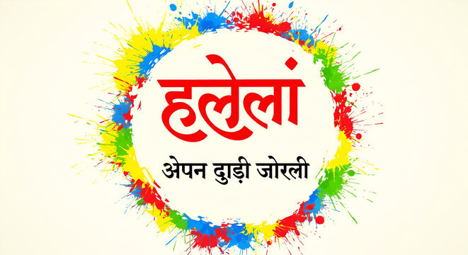 Hindi Typography - Holi Ki Hardik Shubhkamnaye - Means Happy Holi Festival | An Indian Festival | Illustration