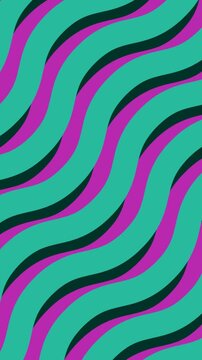 Purple and Cyan Retro Wave Motion Background. Colourful Looped Vertical Geometric Wallpaper for Videos