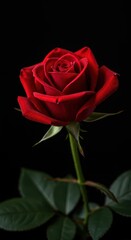 Fototapeta premium A quintessential, perfectly bloomed red rose captured in soft light, symbolizing enduring beauty and deep affection, petals, beauty, quintessential
