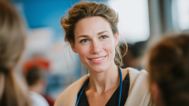A community health fair booth where healthcare professionals discuss avitaminosis, offering advice and resources on maintaining a balanced diet and the importance of vitamins for preventing