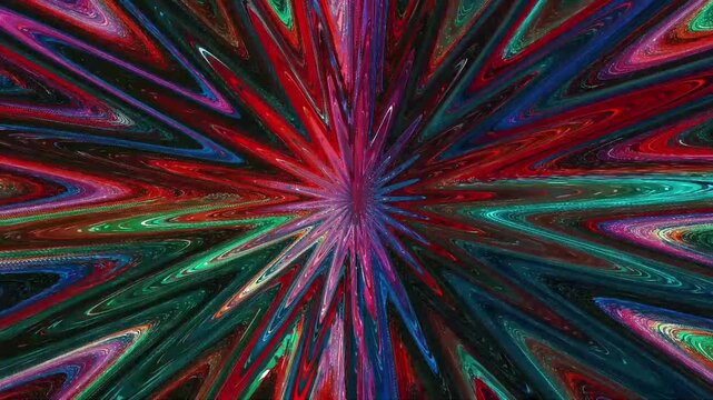 Abstract colorful fractal flower rotating. Symmetry, mandal psychedelic effect background