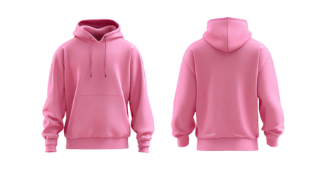 Pink hooded sweatshirt display isolated on transparent background
