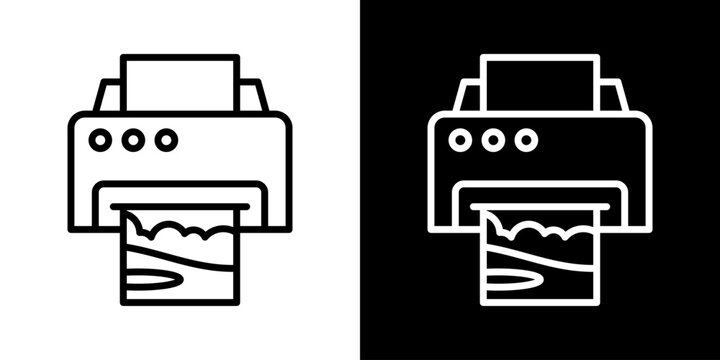 Photo Print Icon Of Line Black And White Style