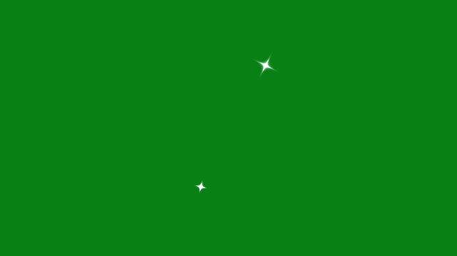 White glowing stars sparkle, blinking retro vector stars and dots, twinkling star in night sky, doodle glitter star, twinkle magic dust animation, shimmer particle on green screen, 4K loop animation