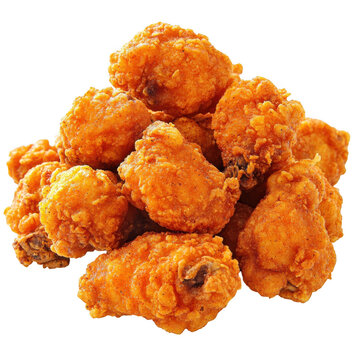 Crispy fried chicken bites isolated on transparent background