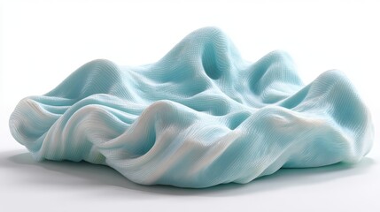 Obraz premium Minimalist digital artwork of a wave-shaped bed with smooth blue curves and grid lines, ideal for modern design, interior, or lifestyle marketing