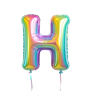  Colorful shiny 3D letter H balloon for party celebration isolated on a transparent background