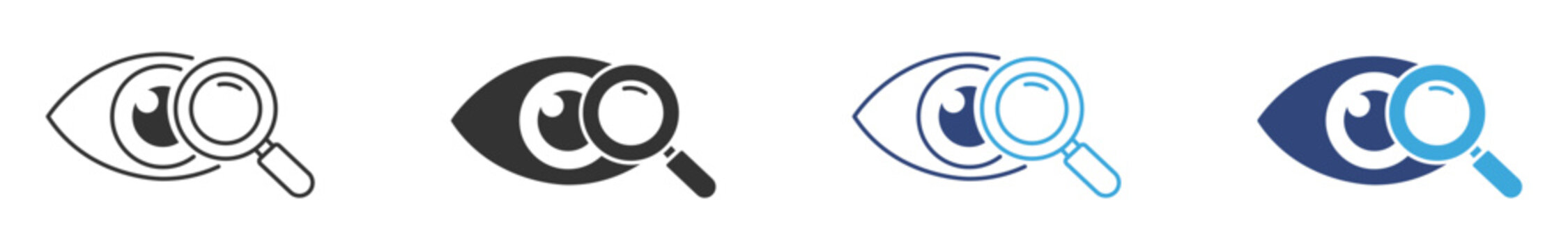 Search Eye Icon Set. View and Find Symbols. Vision & Lookup Collection, Vector Illustration.