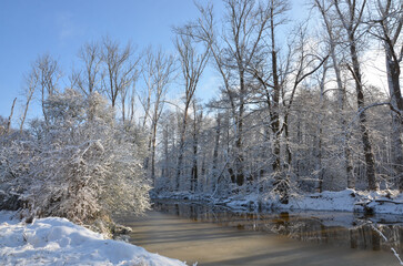 Schneelandschaft im Biosph&auml;renreservat Spreewald L&uuml;bben
