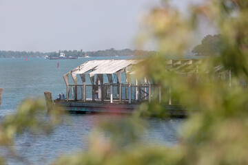 Old Wood Dock on River