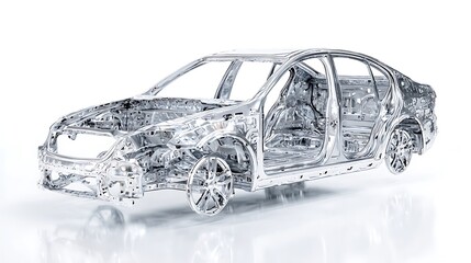 Fototapeta premium Automobile body-in-white (BIW) structure isolated on white background