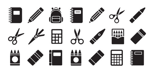 Obraz premium School and Education Line Icon set. Science and Learning vector, Academic Tools, icon. vector illustration eps 10