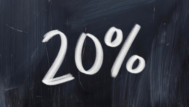 Black Board in black chalk background with inscription minus twenty percent - 20.