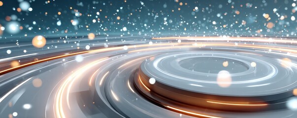 Dynamic animation of an abstract white digital grid tunnel with bright light fast motion energy