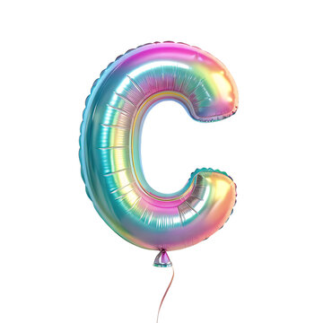  Colorful shiny 3D letter C balloon for party celebration isolated on a transparent background