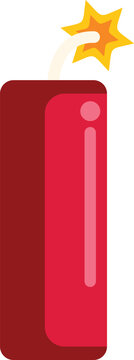 Cartoon dynamite stick is burning with a short fuse, igniting soon