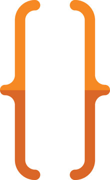 Orange curly brackets symbolize programming and coding languages, highlighting software development and computer science concepts