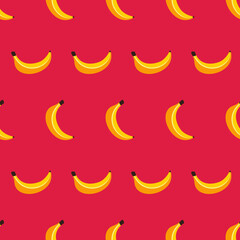 Banana Seamless Pattern on pink background