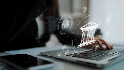 Fototapeta na wymiar AI drives digital transformation in government through secure identification, biometric data, and smart system integration across public services. Marrow